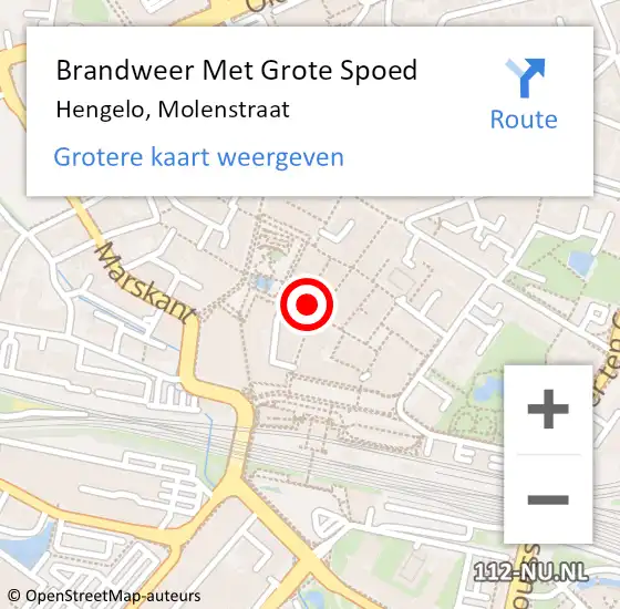 Locatie op kaart van de 112 melding: Brandweer Met Grote Spoed Naar Hengelo, Molenstraat op 6 mei 2024 04:38