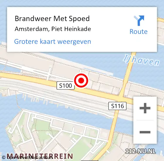 Locatie op kaart van de 112 melding: Brandweer Met Spoed Naar Amsterdam, Piet Heinkade op 6 mei 2024 05:03
