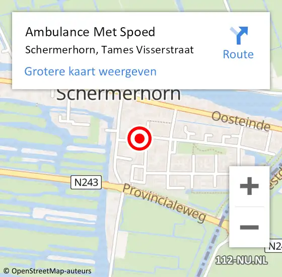 Locatie op kaart van de 112 melding: Ambulance Met Spoed Naar Schermerhorn, Tames Visserstraat op 6 mei 2024 06:39