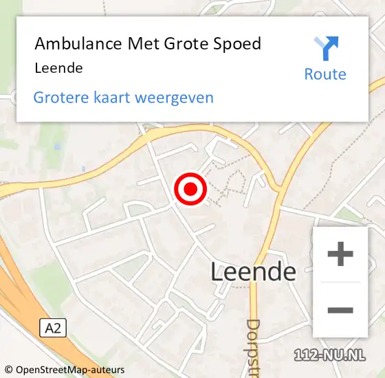 Locatie op kaart van de 112 melding: Ambulance Met Grote Spoed Naar Leende op 6 mei 2024 06:39