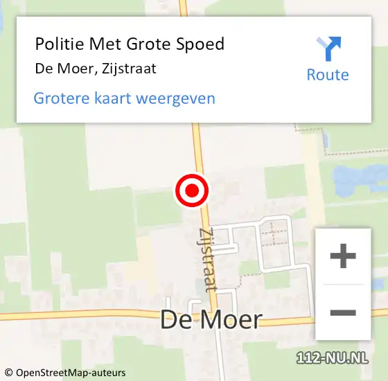Locatie op kaart van de 112 melding: Politie Met Grote Spoed Naar De Moer, Zijstraat op 6 mei 2024 06:39