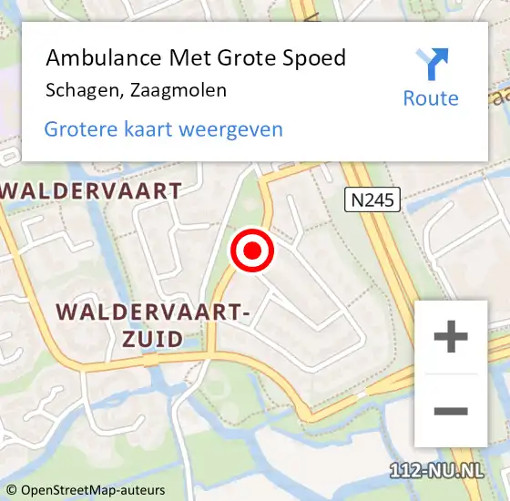 Locatie op kaart van de 112 melding: Ambulance Met Grote Spoed Naar Schagen, Zaagmolen op 6 mei 2024 06:42
