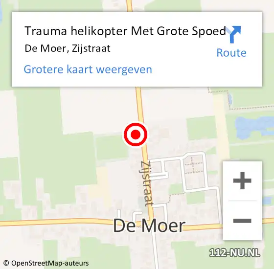 Locatie op kaart van de 112 melding: Trauma helikopter Met Grote Spoed Naar De Moer, Zijstraat op 6 mei 2024 06:43