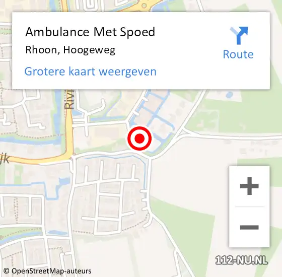 Locatie op kaart van de 112 melding: Ambulance Met Spoed Naar Rhoon, Hoogeweg op 6 mei 2024 06:49