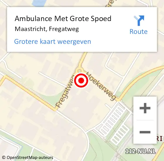 Locatie op kaart van de 112 melding: Ambulance Met Grote Spoed Naar Maastricht, Fregatweg op 6 mei 2024 07:03