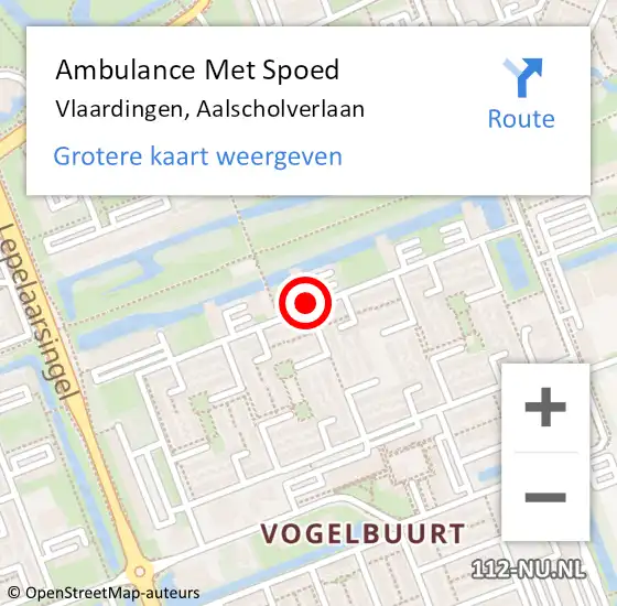 Locatie op kaart van de 112 melding: Ambulance Met Spoed Naar Vlaardingen, Aalscholverlaan op 6 mei 2024 07:11