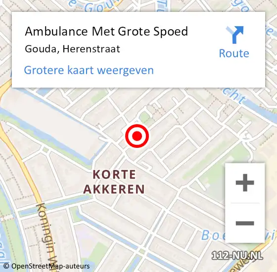 Locatie op kaart van de 112 melding: Ambulance Met Grote Spoed Naar Gouda, Herenstraat op 6 mei 2024 07:49