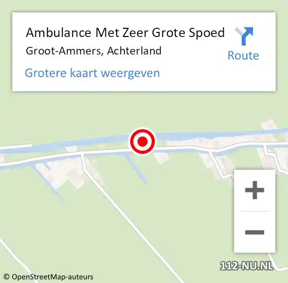 Locatie op kaart van de 112 melding: Ambulance Met Zeer Grote Spoed Naar Groot-Ammers, Achterland op 6 mei 2024 08:04