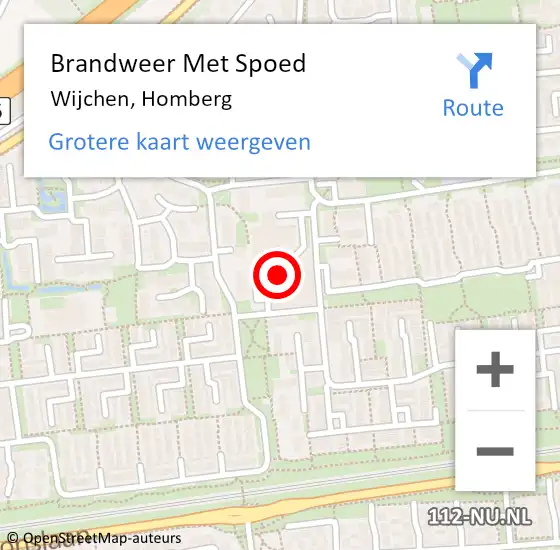 Locatie op kaart van de 112 melding: Brandweer Met Spoed Naar Wijchen, Homberg op 6 mei 2024 08:06