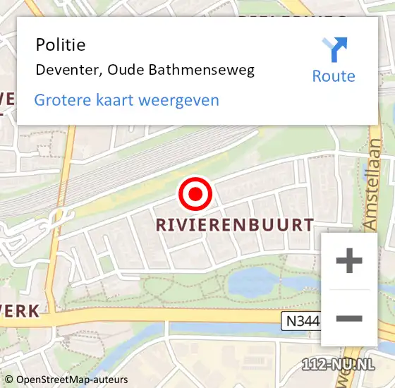 Locatie op kaart van de 112 melding: Politie Deventer, Oude Bathmenseweg op 6 mei 2024 08:26