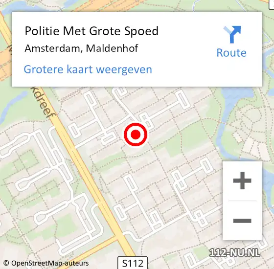 Locatie op kaart van de 112 melding: Politie Met Grote Spoed Naar Amsterdam, Maldenhof op 6 mei 2024 08:30