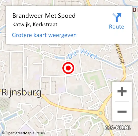 Locatie op kaart van de 112 melding: Brandweer Met Spoed Naar Katwijk, Kerkstraat op 6 mei 2024 08:35