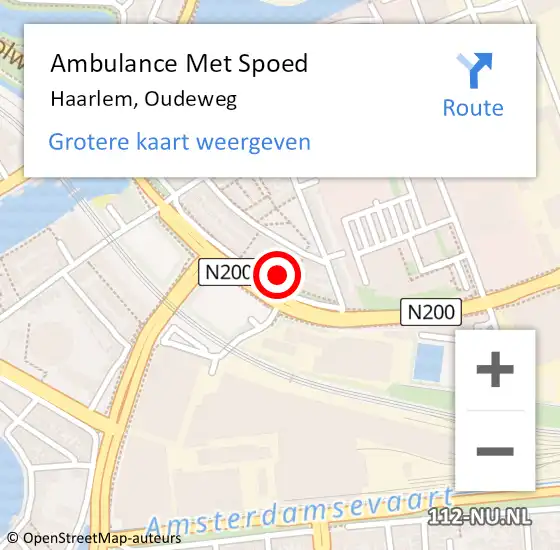 Locatie op kaart van de 112 melding: Ambulance Met Spoed Naar Haarlem, Oudeweg op 6 mei 2024 08:52
