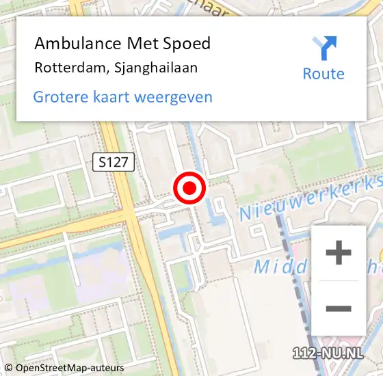 Locatie op kaart van de 112 melding: Ambulance Met Spoed Naar Rotterdam, Sjanghailaan op 6 mei 2024 08:56