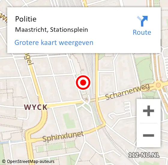 Locatie op kaart van de 112 melding: Politie Maastricht, Stationsplein op 6 mei 2024 08:58