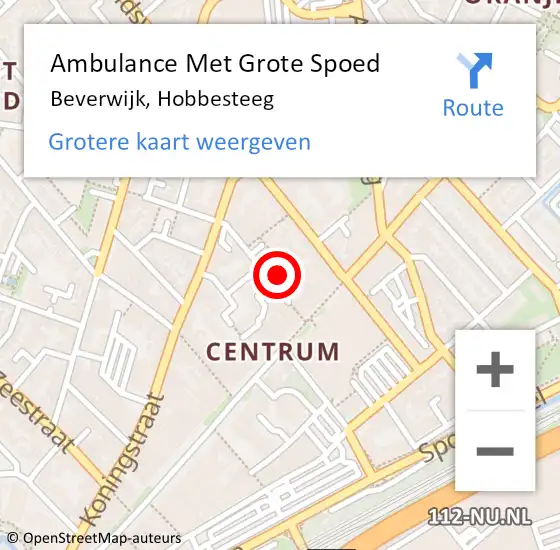 Locatie op kaart van de 112 melding: Ambulance Met Grote Spoed Naar Beverwijk, Hobbesteeg op 6 mei 2024 09:03