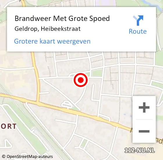 Locatie op kaart van de 112 melding: Brandweer Met Grote Spoed Naar Geldrop, Heibeekstraat op 6 mei 2024 09:05