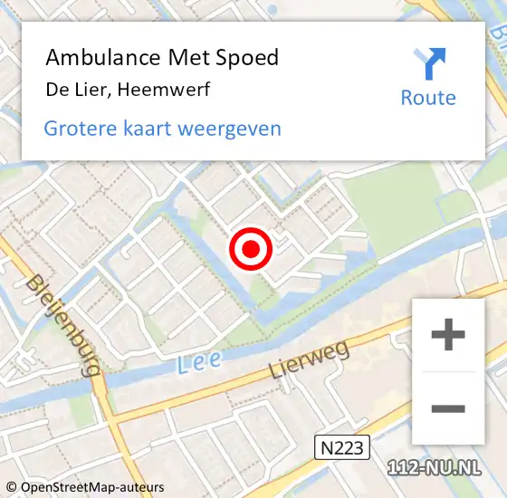 Locatie op kaart van de 112 melding: Ambulance Met Spoed Naar De Lier, Heemwerf op 6 mei 2024 09:08