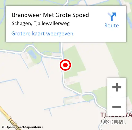 Locatie op kaart van de 112 melding: Brandweer Met Grote Spoed Naar Schagen, Tjallewallerweg op 6 mei 2024 09:14