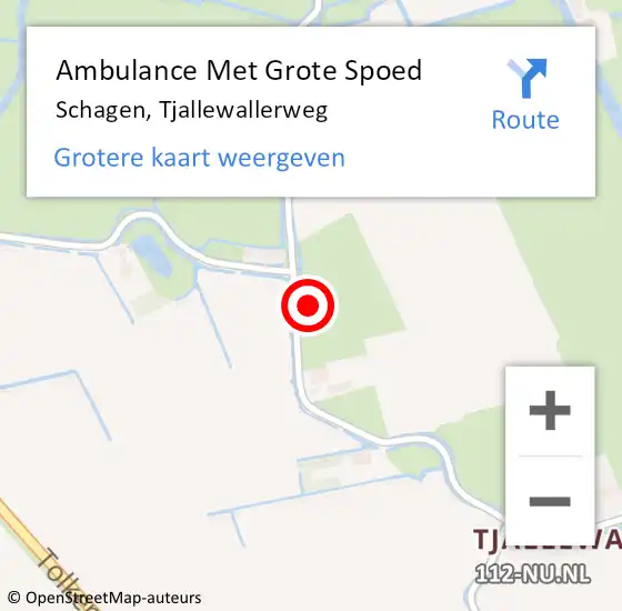 Locatie op kaart van de 112 melding: Ambulance Met Grote Spoed Naar Schagen, Tjallewallerweg op 6 mei 2024 09:14