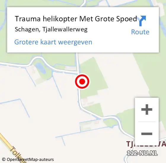 Locatie op kaart van de 112 melding: Trauma helikopter Met Grote Spoed Naar Schagen, Tjallewallerweg op 6 mei 2024 09:15