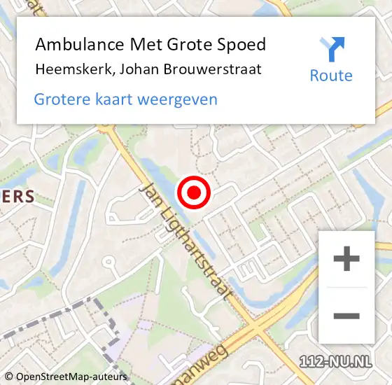 Locatie op kaart van de 112 melding: Ambulance Met Grote Spoed Naar Heemskerk, Johan Brouwerstraat op 6 mei 2024 09:16