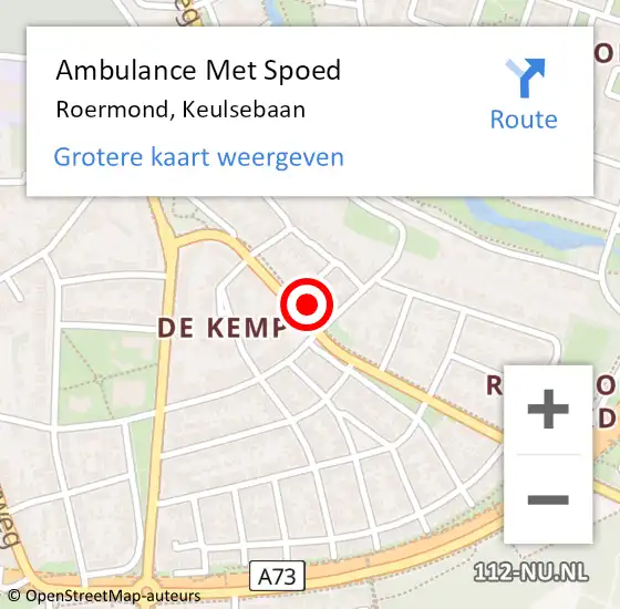 Locatie op kaart van de 112 melding: Ambulance Met Spoed Naar Roermond, Keulsebaan op 6 mei 2024 09:34