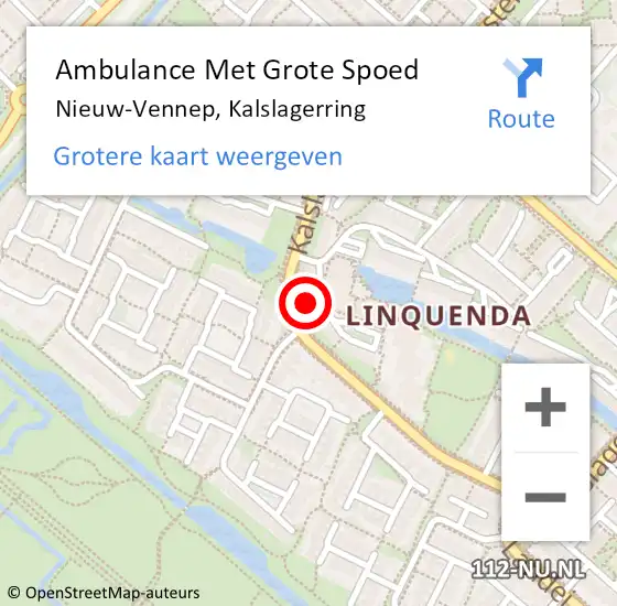Locatie op kaart van de 112 melding: Ambulance Met Grote Spoed Naar Nieuw-Vennep, Kalslagerring op 6 mei 2024 09:38