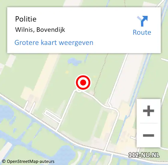 Locatie op kaart van de 112 melding: Politie Wilnis, Bovendijk op 6 mei 2024 09:38