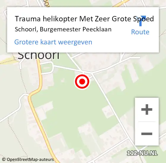Locatie op kaart van de 112 melding: Trauma helikopter Met Zeer Grote Spoed Naar Schoorl, Burgemeester Peecklaan op 6 mei 2024 09:40
