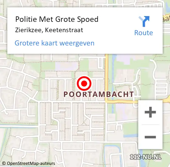 Locatie op kaart van de 112 melding: Politie Met Grote Spoed Naar Zierikzee, Keetenstraat op 6 mei 2024 09:43
