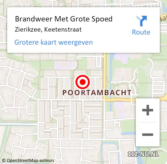 Locatie op kaart van de 112 melding: Brandweer Met Grote Spoed Naar Zierikzee, Keetenstraat op 6 mei 2024 09:44