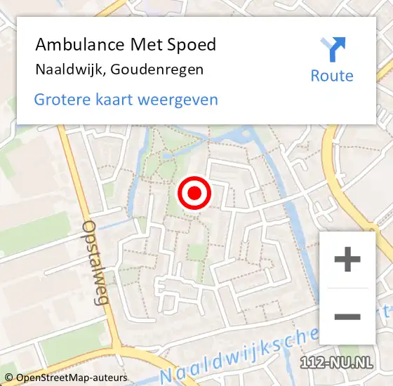 Locatie op kaart van de 112 melding: Ambulance Met Spoed Naar Naaldwijk, Goudenregen op 6 mei 2024 09:53