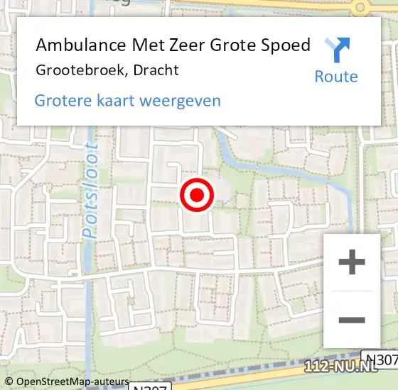 Locatie op kaart van de 112 melding: Ambulance Met Zeer Grote Spoed Naar Grootebroek, Dracht op 6 mei 2024 10:00