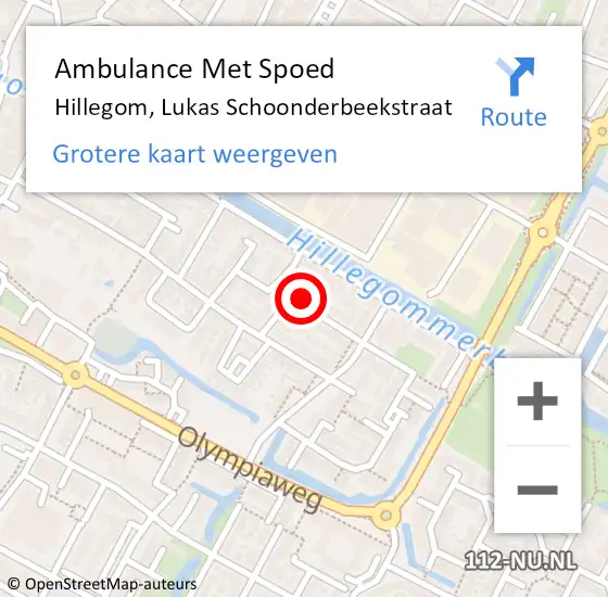 Locatie op kaart van de 112 melding: Ambulance Met Spoed Naar Hillegom, Lukas Schoonderbeekstraat op 6 mei 2024 10:11