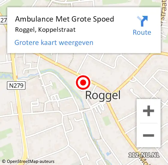 Locatie op kaart van de 112 melding: Ambulance Met Grote Spoed Naar Roggel, Koppelstraat op 6 mei 2024 10:31