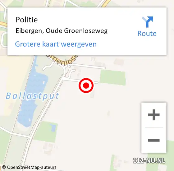 Locatie op kaart van de 112 melding: Politie Eibergen, Oude Groenloseweg op 6 mei 2024 10:39