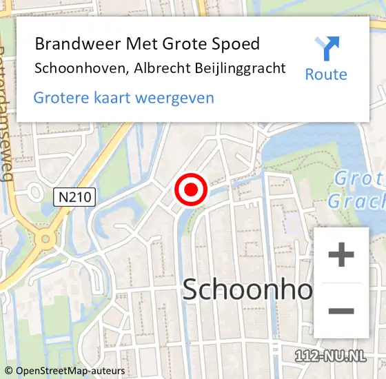 Locatie op kaart van de 112 melding: Brandweer Met Grote Spoed Naar Schoonhoven, Albrecht Beijlinggracht op 6 mei 2024 10:40