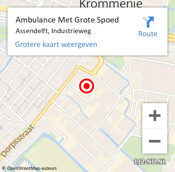 Locatie op kaart van de 112 melding: Ambulance Met Grote Spoed Naar Assendelft, Industrieweg op 6 mei 2024 10:42