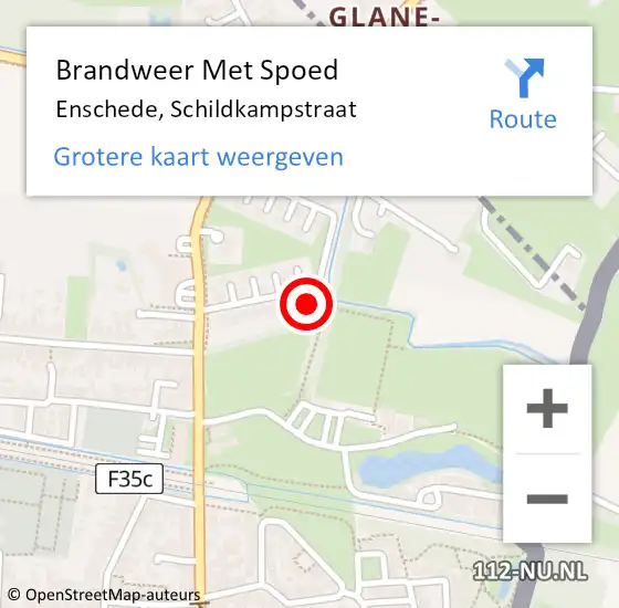 Locatie op kaart van de 112 melding: Brandweer Met Spoed Naar Enschede, Schildkampstraat op 6 mei 2024 10:45