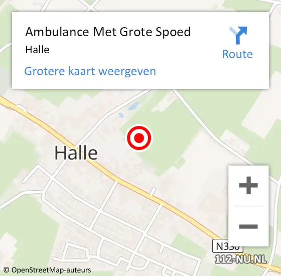 Locatie op kaart van de 112 melding: Ambulance Met Grote Spoed Naar Halle op 6 mei 2024 10:46