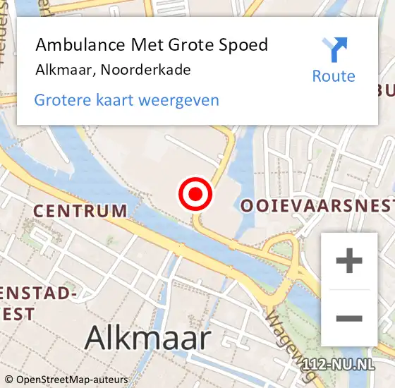 Locatie op kaart van de 112 melding: Ambulance Met Grote Spoed Naar Alkmaar, Noorderkade op 6 mei 2024 10:47