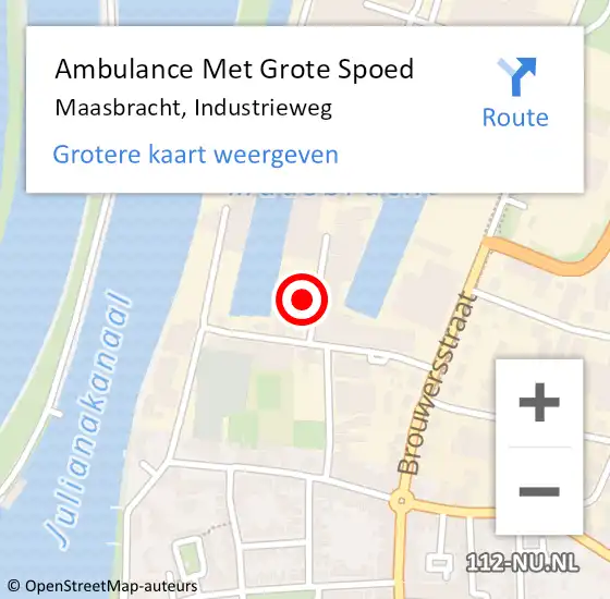 Locatie op kaart van de 112 melding: Ambulance Met Grote Spoed Naar Maasbracht, Industrieweg op 6 mei 2024 10:51