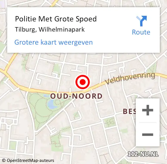 Locatie op kaart van de 112 melding: Politie Met Grote Spoed Naar Tilburg, Wilhelminapark op 6 mei 2024 10:53