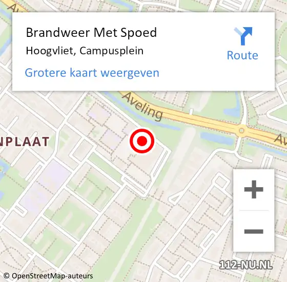 Locatie op kaart van de 112 melding: Brandweer Met Spoed Naar Hoogvliet, Campusplein op 6 mei 2024 10:56