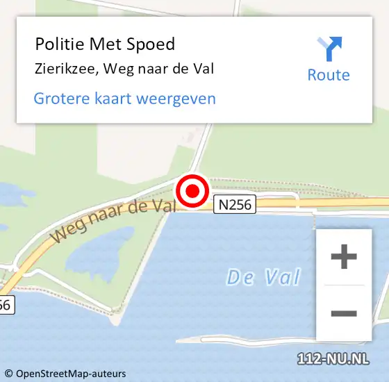 Locatie op kaart van de 112 melding: Politie Met Spoed Naar Zierikzee, Weg naar de Val op 6 mei 2024 11:00