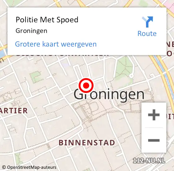Locatie op kaart van de 112 melding: Politie Met Spoed Naar Groningen op 6 mei 2024 11:05