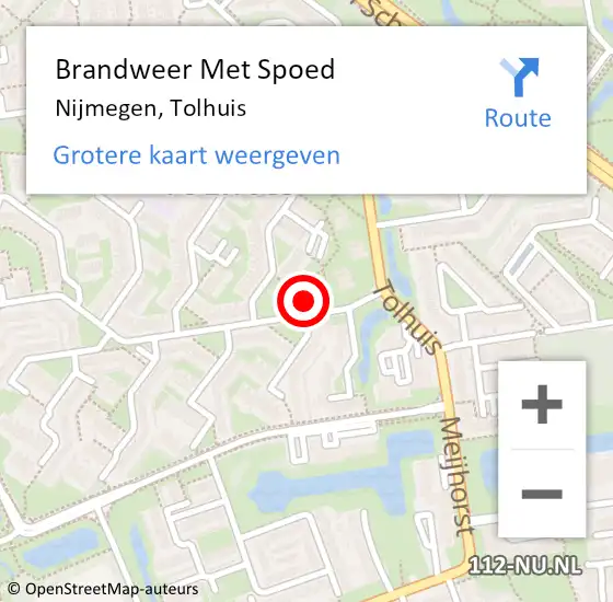 Locatie op kaart van de 112 melding: Brandweer Met Spoed Naar Nijmegen, Tolhuis op 6 mei 2024 11:06