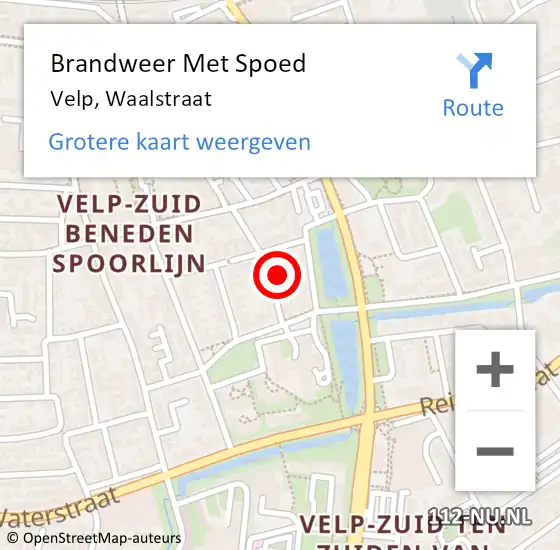 Locatie op kaart van de 112 melding: Brandweer Met Spoed Naar Velp, Waalstraat op 6 mei 2024 11:12