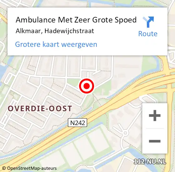 Locatie op kaart van de 112 melding: Ambulance Met Zeer Grote Spoed Naar Alkmaar, Hadewijchstraat op 6 mei 2024 11:17
